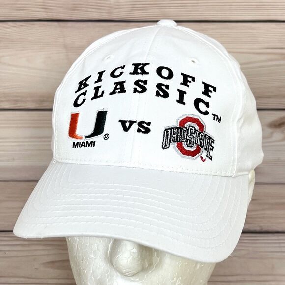 VTG Logo Athletic Miami vs Ohio State Kickoff Classic Hat White Snapback Cap - Picture 12 of 16